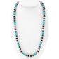 Navajo Pearls Necklace Sterling Silver Turquoise Beads Accents 25"L