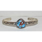 Navajo Golden Hills Turquoise Stacker Cuff Sterling Hand Etched Bracelet S. Yellowhair