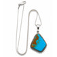 Navajo Pilot Mountain Turquoise Pendant Sterling Silver Necklace Arkie Nelson