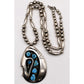 Old Pawn Navajo Kingman Turquoise Pendant Necklace Sterling Navajo Pearls Necklace