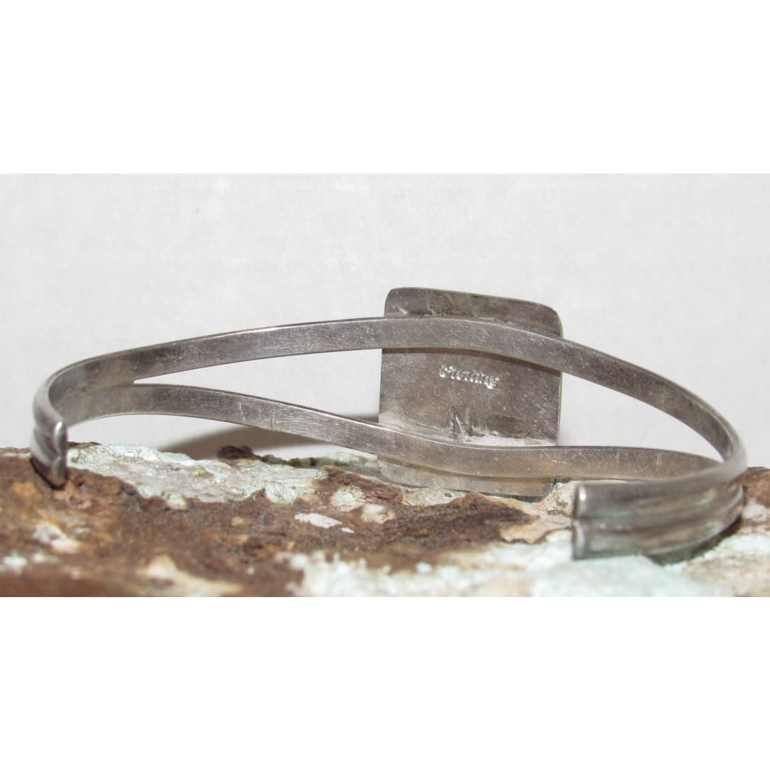 Vintage Navajo Turquoise Stacker Cuff Bracelet Sterling Silver Signed