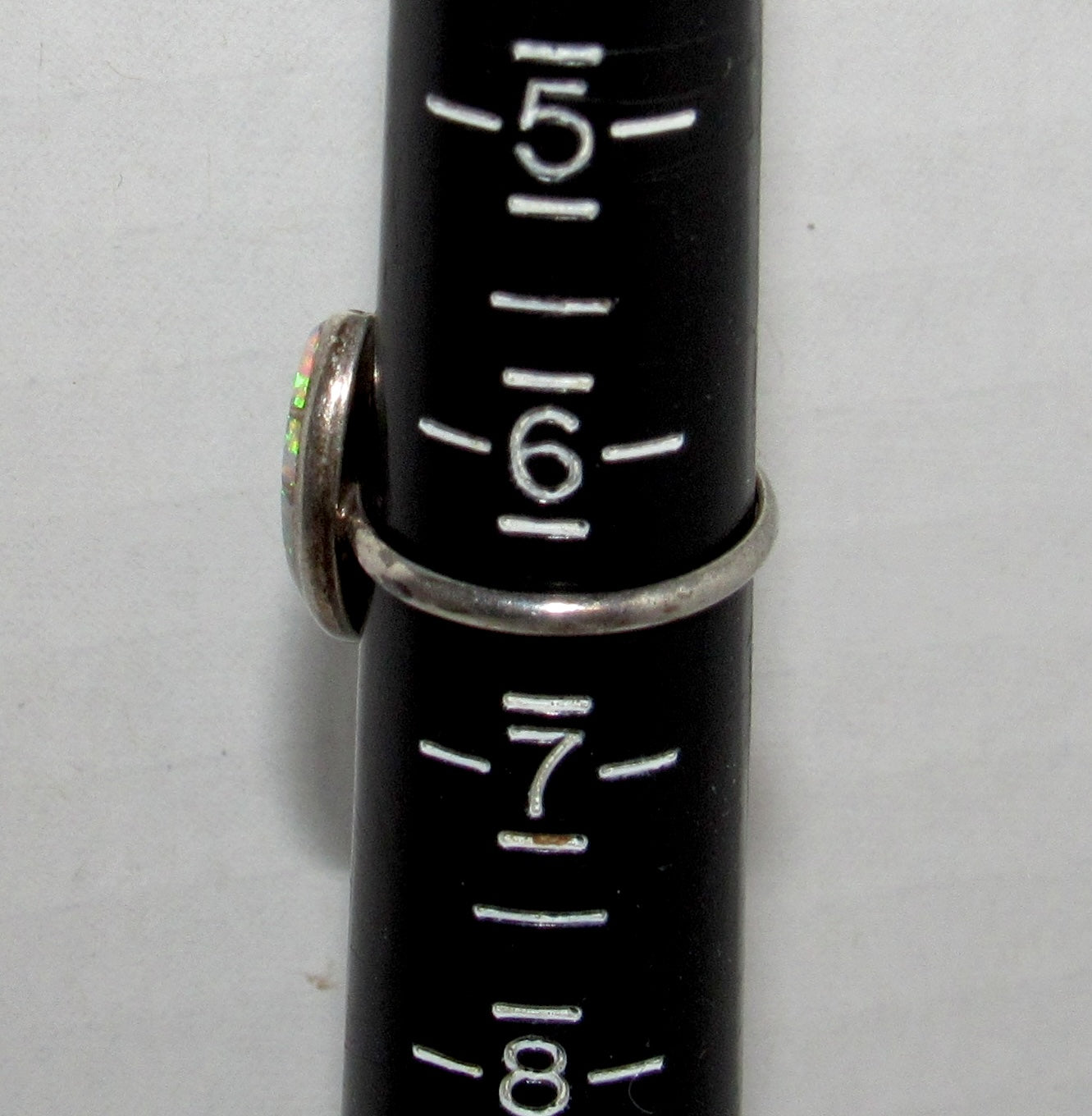 Zuni Opal Inlay Ring Size 6.5 Sterling Silver Vintage Native American