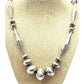 Old Pawn Navajo Pearls Necklace Hand Made Stamped Saucer Beads Sterling Silver 23"