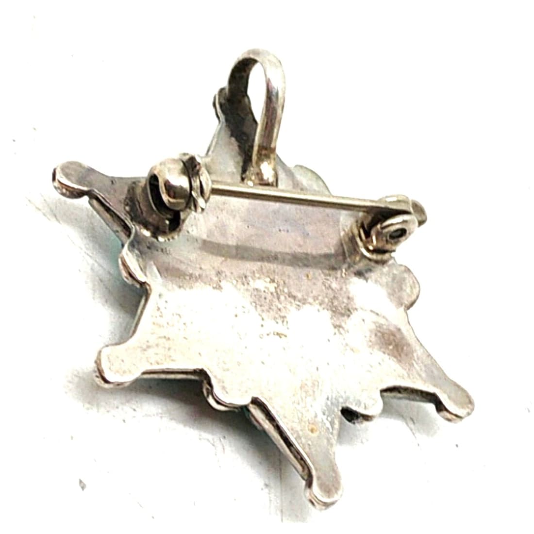 Old Pawn Zuni Snake Eye Turquoise Cluster Pin Pendant Sterling Silver