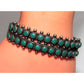 Old Pawn Zuni Snake Eye Turquoise Double Row Cuff Bracelet Sterling Silver