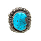 Navajo Kingman Turquoise Statement Ring Sz 8.5 Sterling Silver Signed Native
