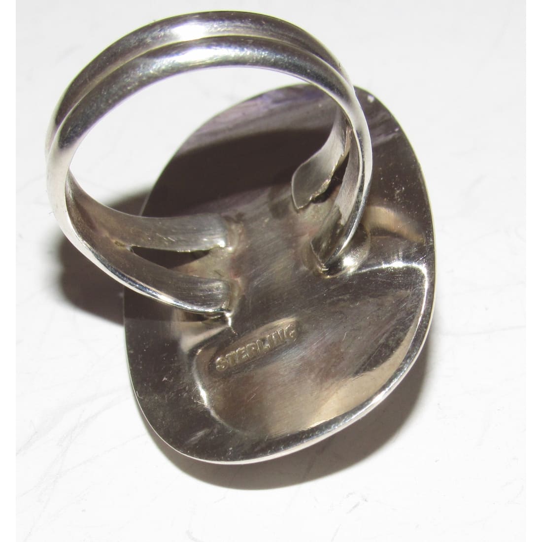 Vintage Navajo Turquoise Ring Size 7 Sterling Silver Shadowbox Design