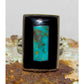 Zuni Royston Turquoise Jet Ring by Harlan Coonsis Sz 7.5 Native American Signed