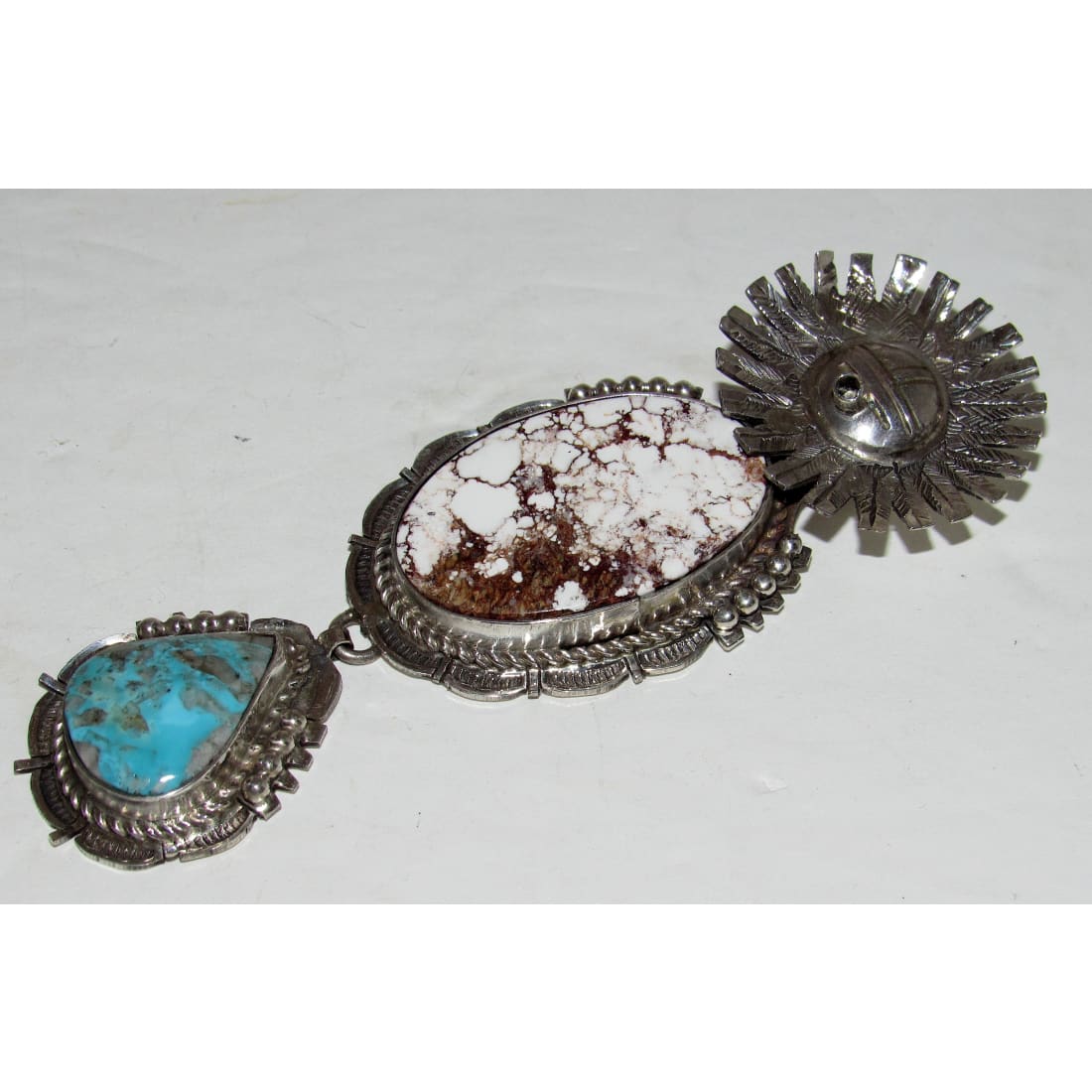 Massive Navajo Kachina Pendant Wild Horse Turquoise Sterling Bennie Ration