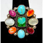 Navajo Turquoise Spiny MOP Cluster Ring Sz 8 Sterling Silver A. Bahe