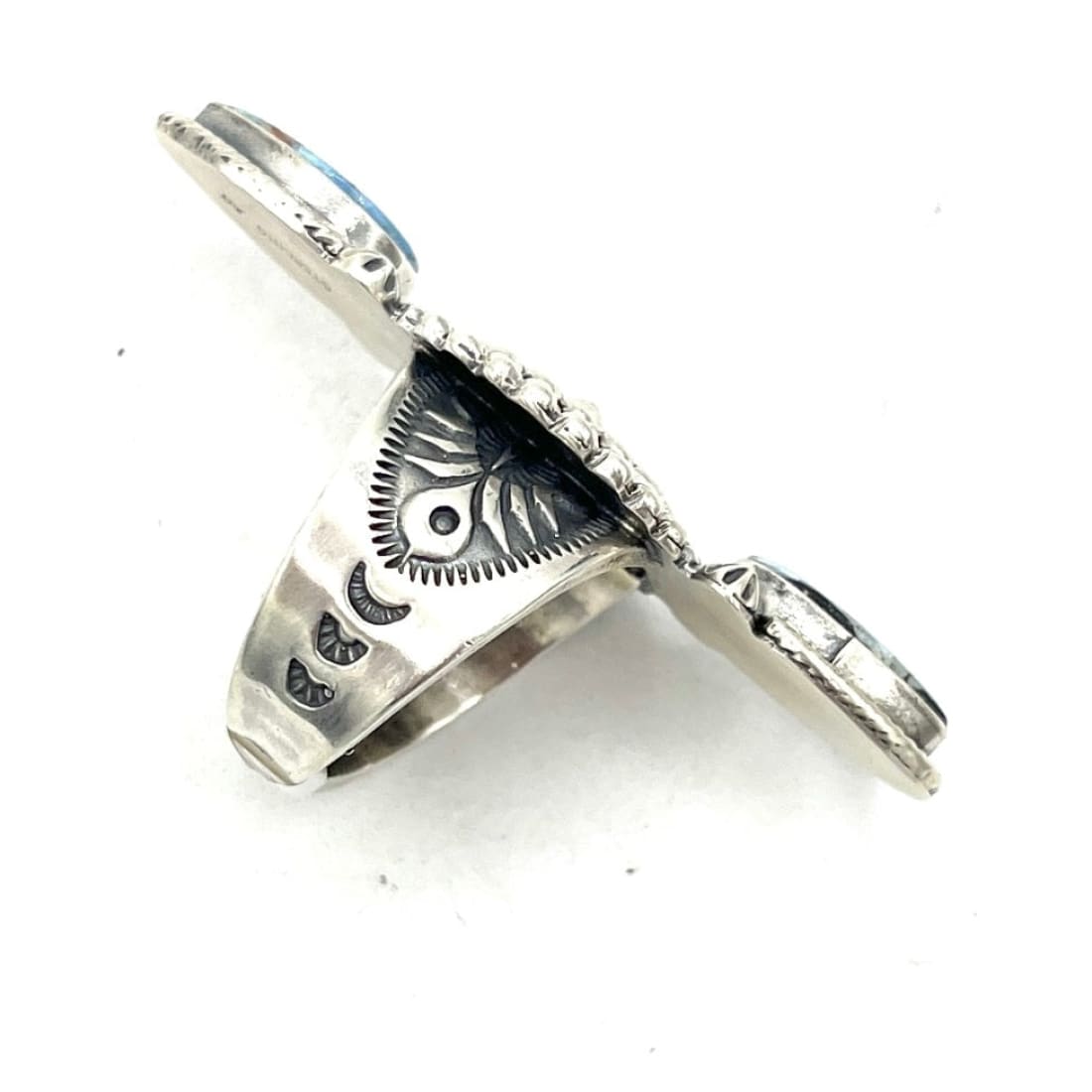 Navajo Golden Hills Turquoise Statement Ring Sz 9.5 Sterling Silver Sam Yellowhair