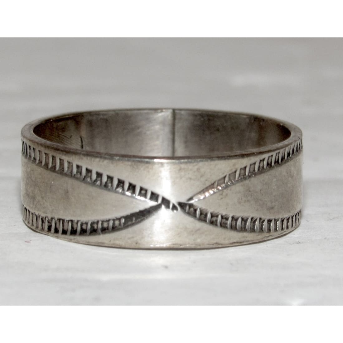 Vintage Navajo Band Ring Size 9.5 Sterling Silver Ingot Band Rob Cadman
