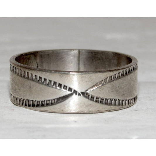 Vintage Navajo Band Ring Size 9.5 Sterling Silver Ingot Band Rob Cadman