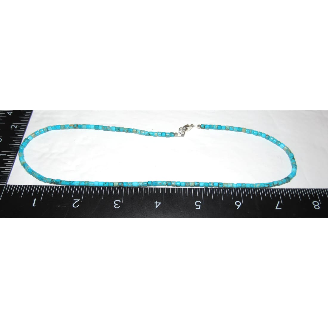Navajo Rolled Turquoise Heishi Choker Necklace Native American 16L