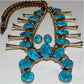 Vintage Navajo Squash Blossom Necklace Earrings Set Kingman Turquoise Sterling Silver
