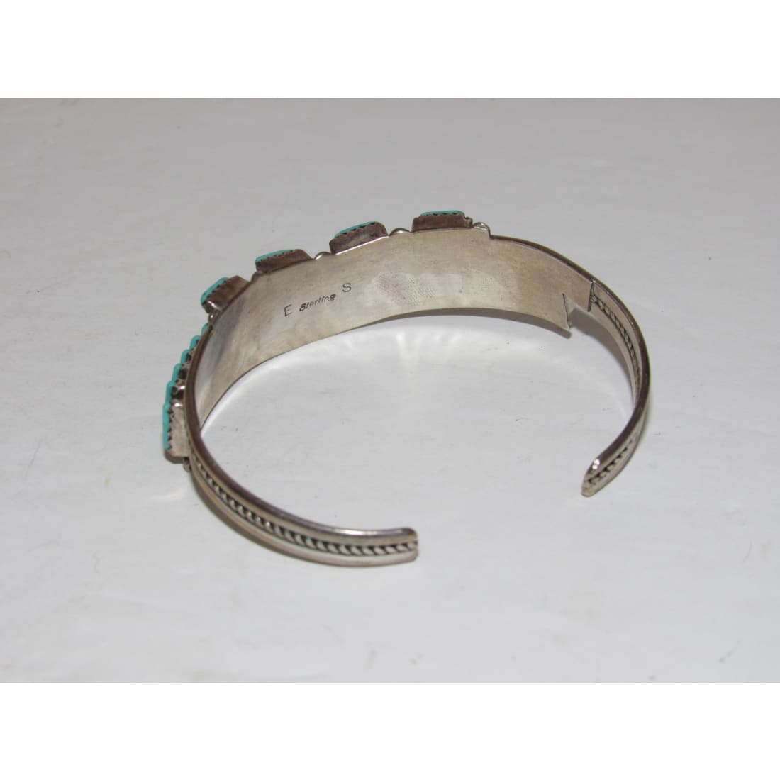 Vintage Zuni Petit Point Turquoise Cuff Bracelet Sterling Silver