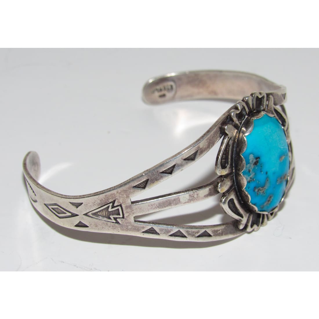 Vintage Fred Harvey Era Bracelet Navajo Sterling Silver Turquoise Cuff Old Pawn