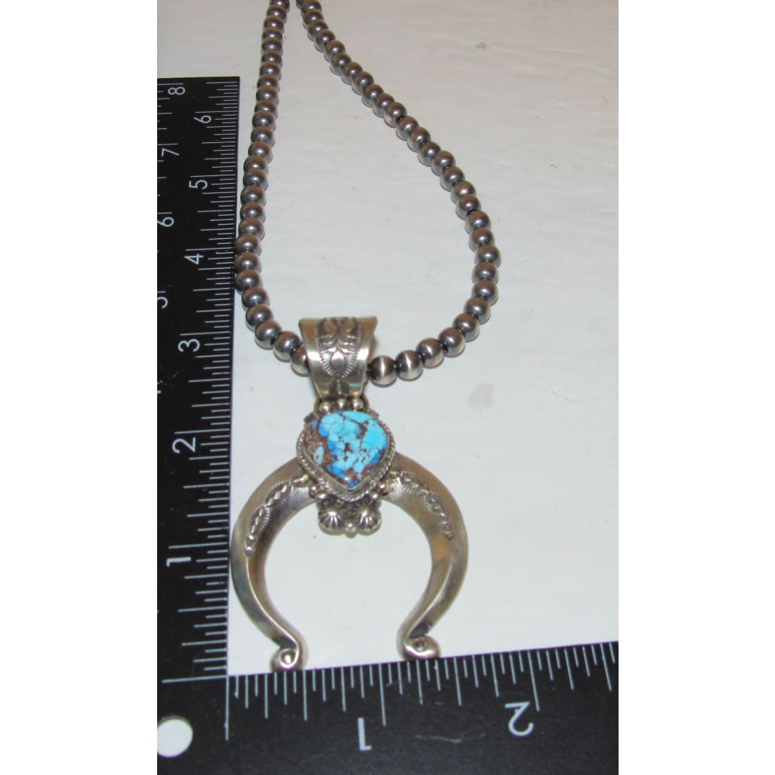 Navajo Golden Hills Turquoise Naja Necklace Squash Blossom Sterling Signed