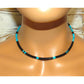 Navajo Rolled Jet & Turquoise Heishi Choker Necklace Native American 16"L