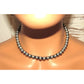 8mm Navajo Pearls Necklace Sterling Silver Choker Necklace 16"L