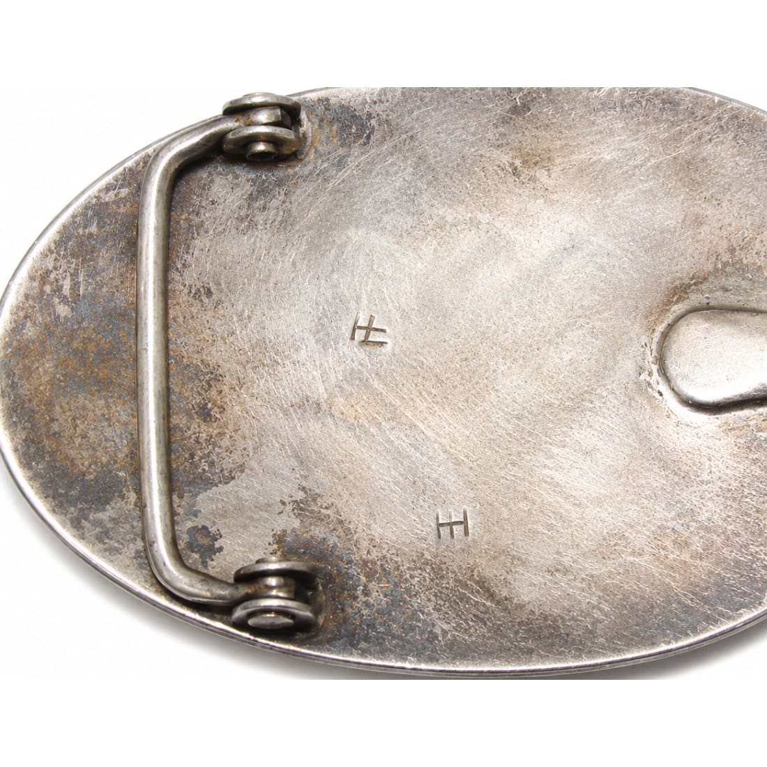 Vintage Hopi Hyson Naseyoma Sterling Silver Overlay Bighorn Ram Belt Buckle 4"