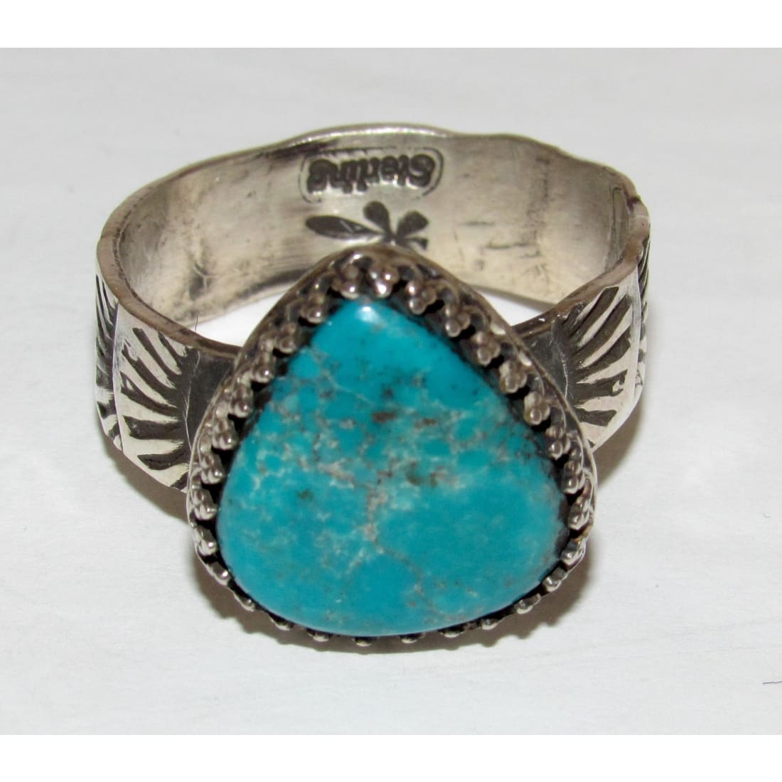 Navajo Kingman Turquoise Ring Sz 10 Sterling Silver Signed