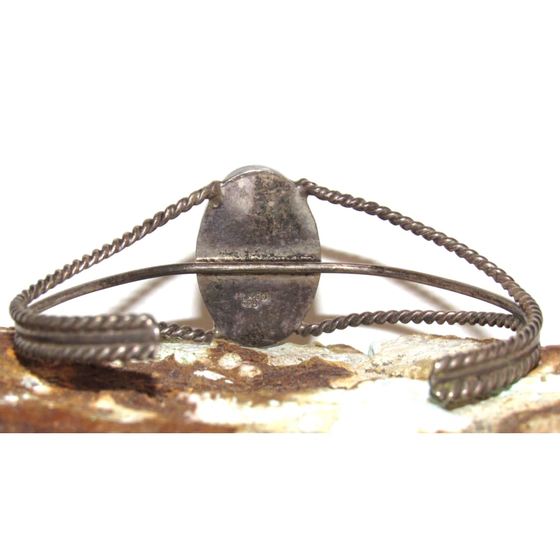 Vintage Taxco Mexico Hematite Cuff Bracelet 925 Silver