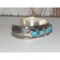 Navajo Blue Royston Turquoise Cluster Cuff Bracelet Sterling Silver Signed