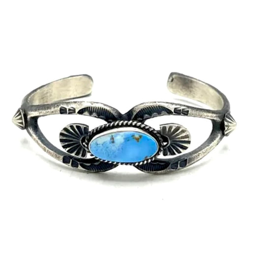 Navajo Golden Hills Turquoise Bracelet Sterling Silver K. Billah