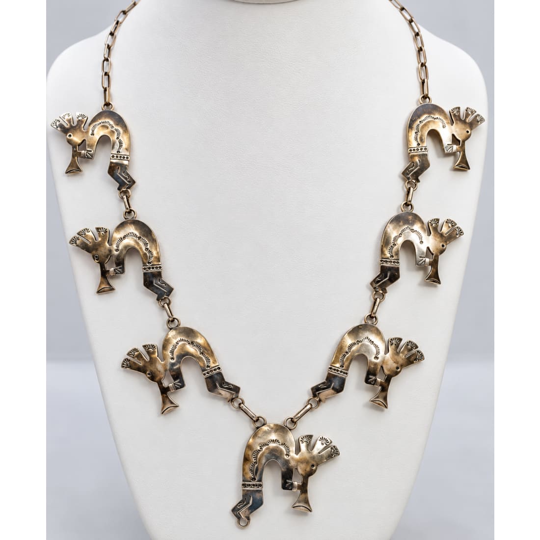 Vintage Navajo Kokopelli Squash Blossom Necklace Sterling Silver