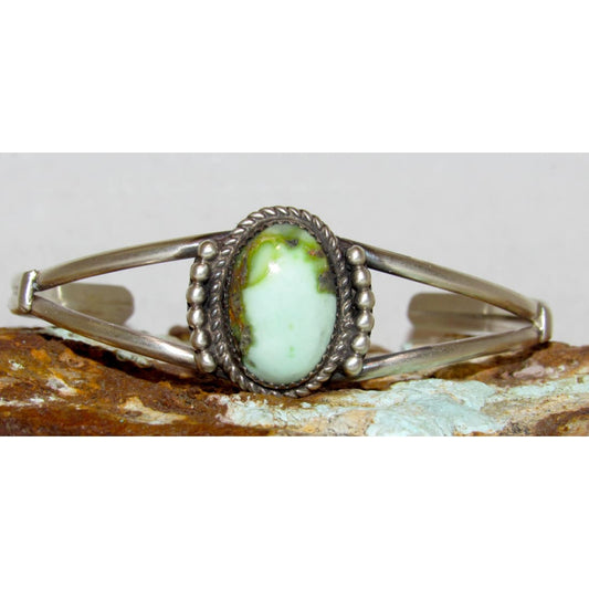 Navajo Palomino Turquoise Variscite Cuff Bracelet Sterling Silver Signed