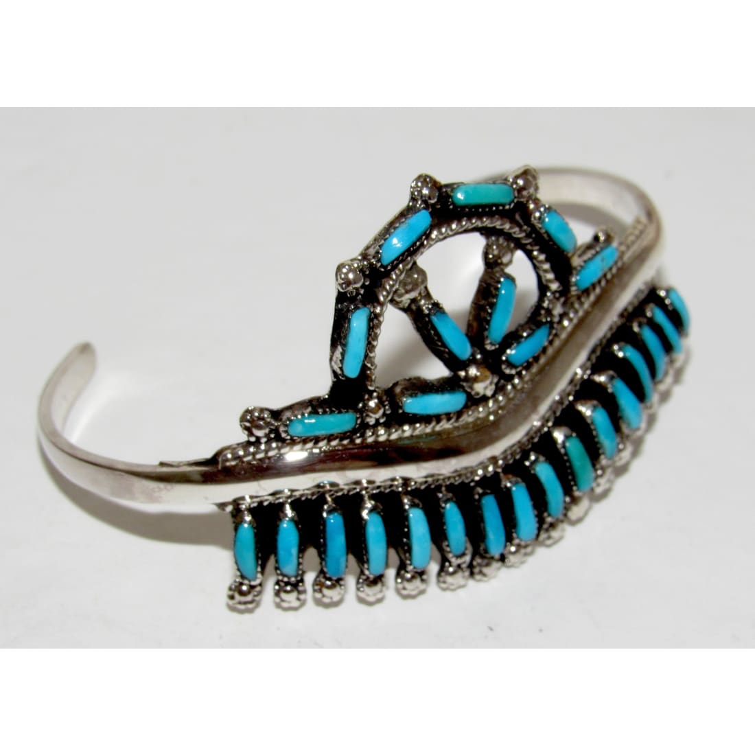 Vintage Zuni Petit Point Turquoise Cuff Bracelet Sterling Silver