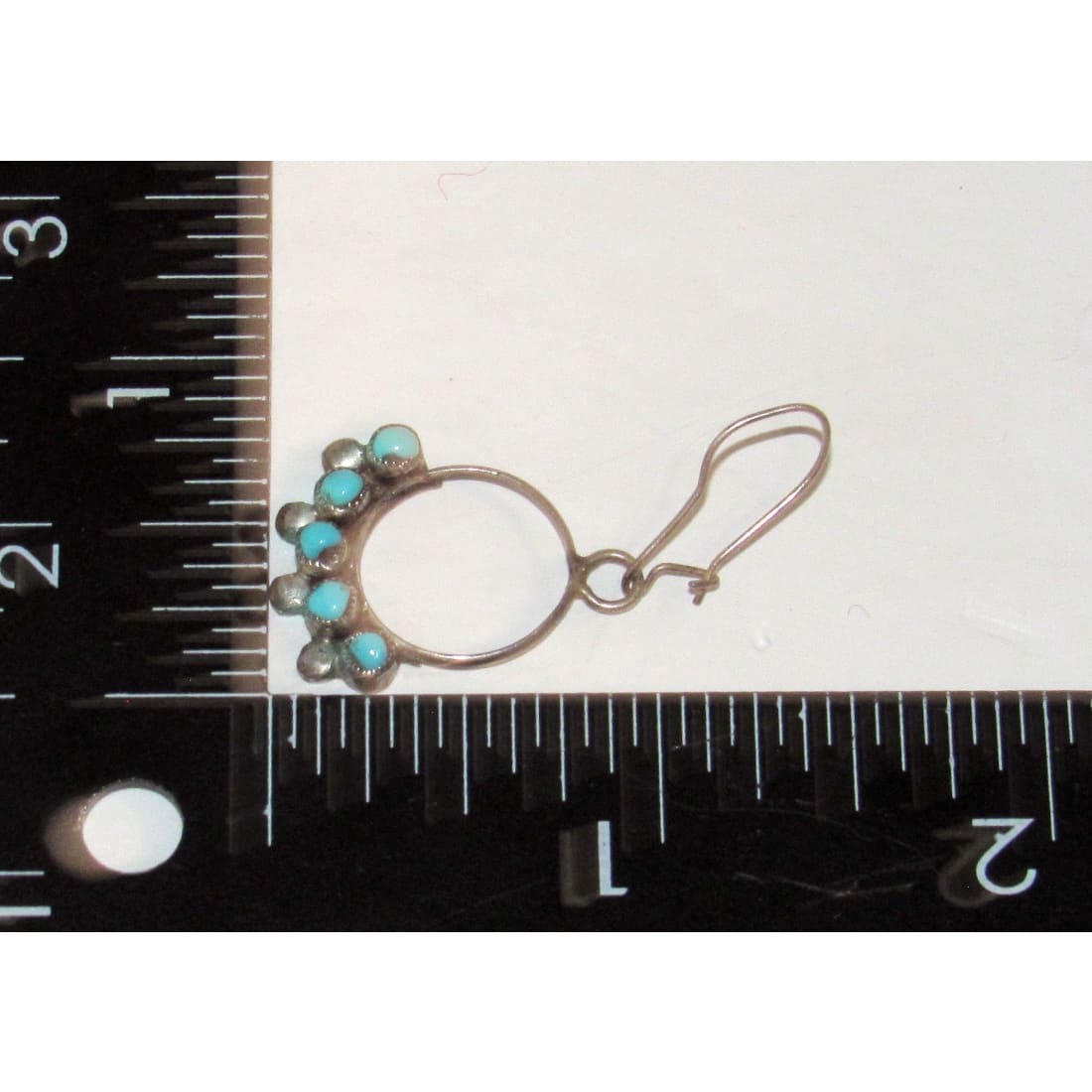 Old Pawn Zuni Snake Eye Turquoise Sterling Silver Dangle Earrings