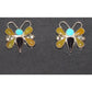 Vintage Zuni Inlay Butterfly Post Earrings Sterling Silver Native American