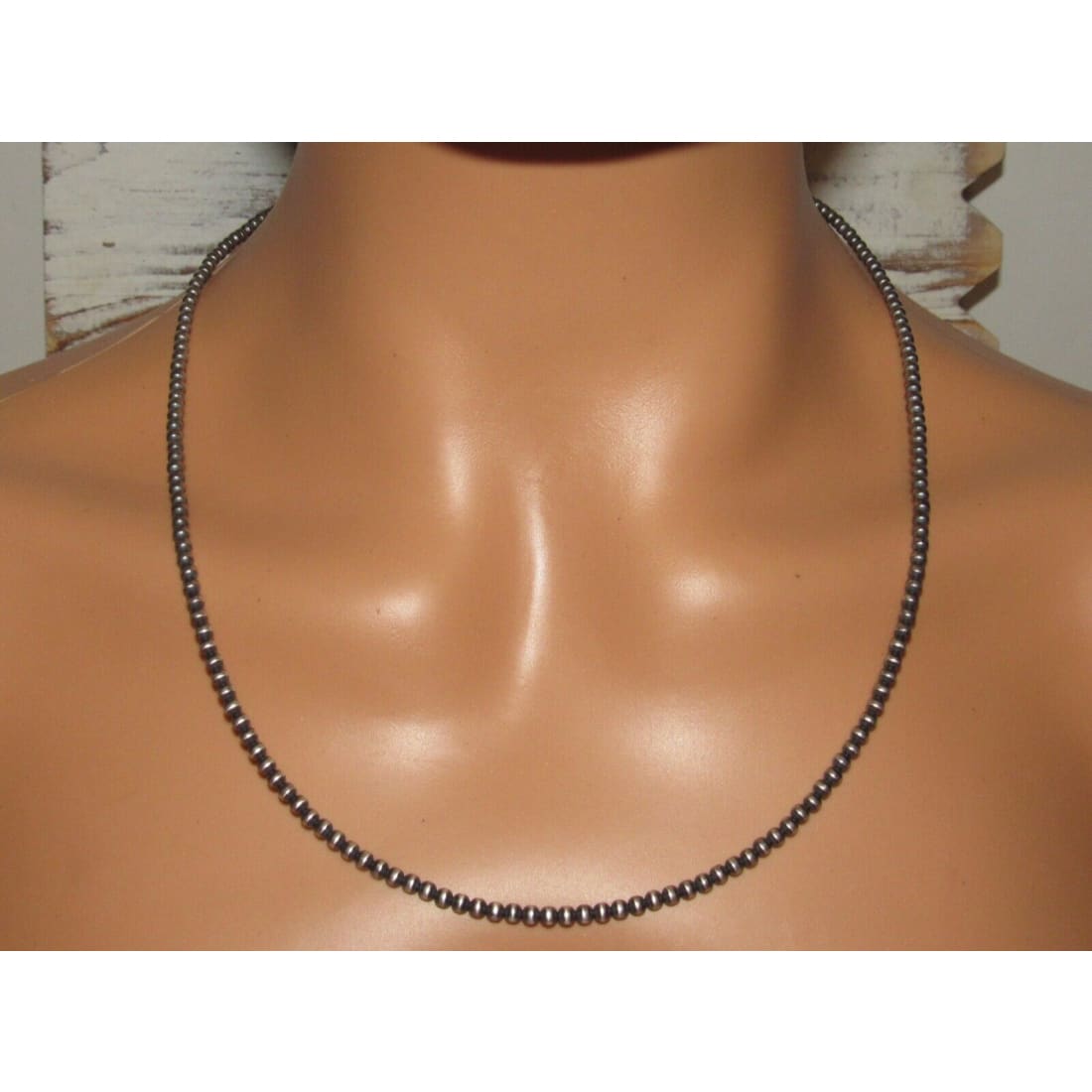 Navajo Pearls Necklace Sterling Silver Necklace 22"L