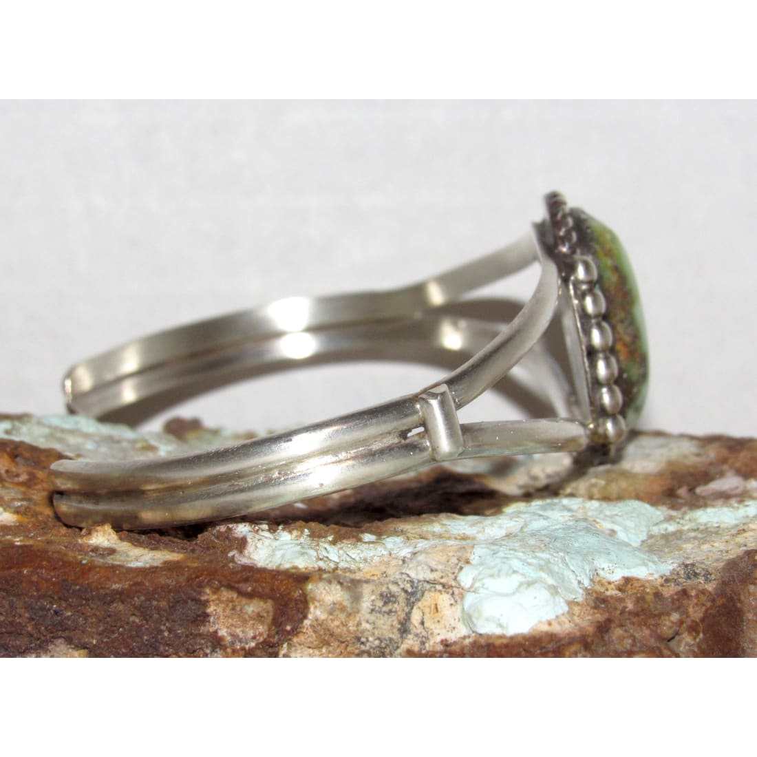 Navajo Palomino Turquoise Variscite Cuff Bracelet Sterling Silver Signed