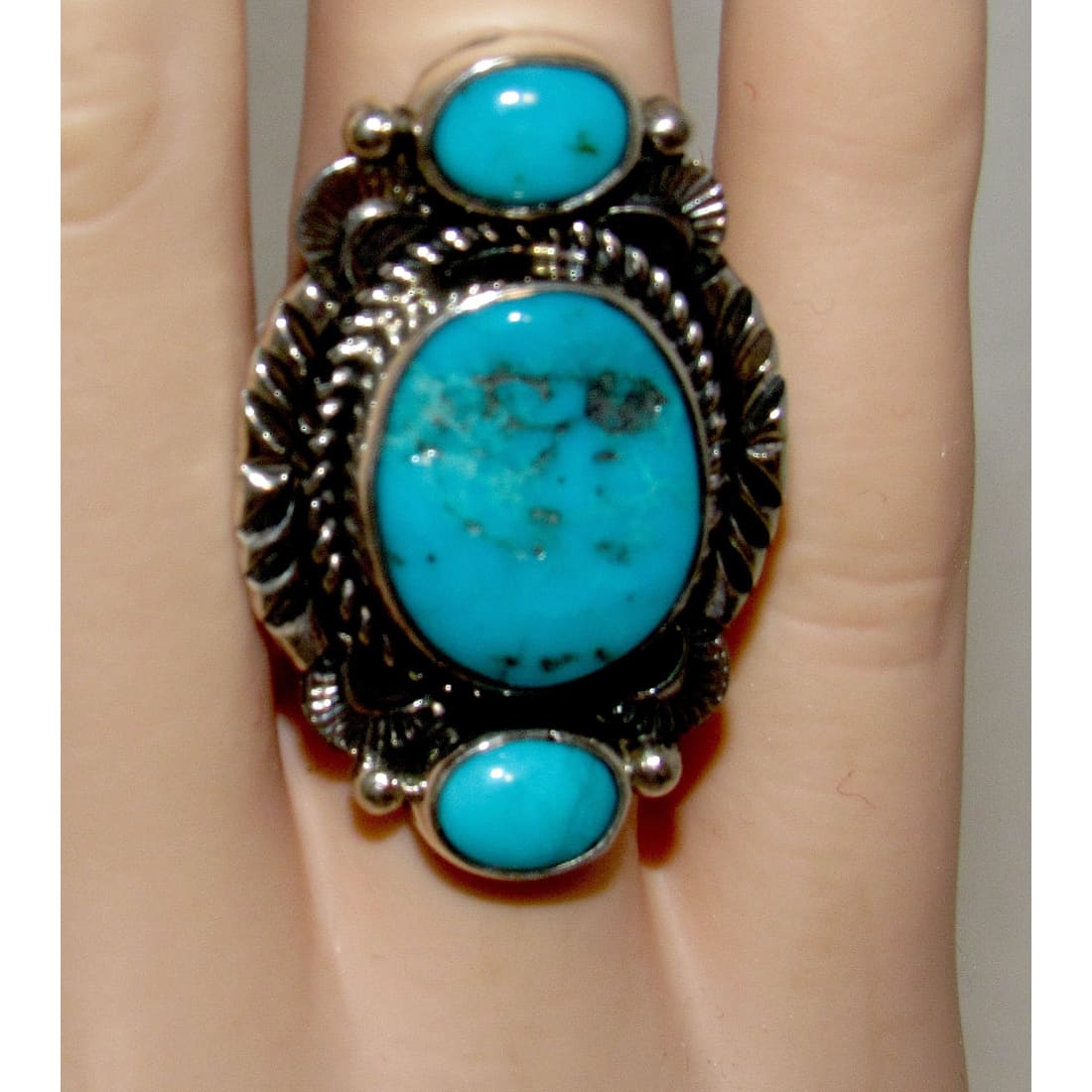 Navajo Sleeping Beaty Turquoise Ring Size 7 Sterling Native American Signed
