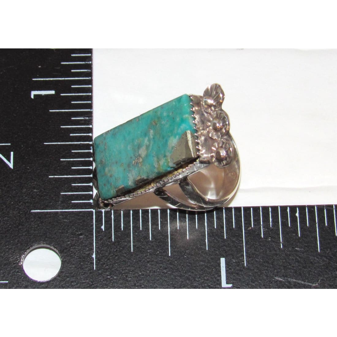 Navajo Kingman Turquoise Pyrite Matrix Ring Sz 6 Sterling Silver Selena Warner