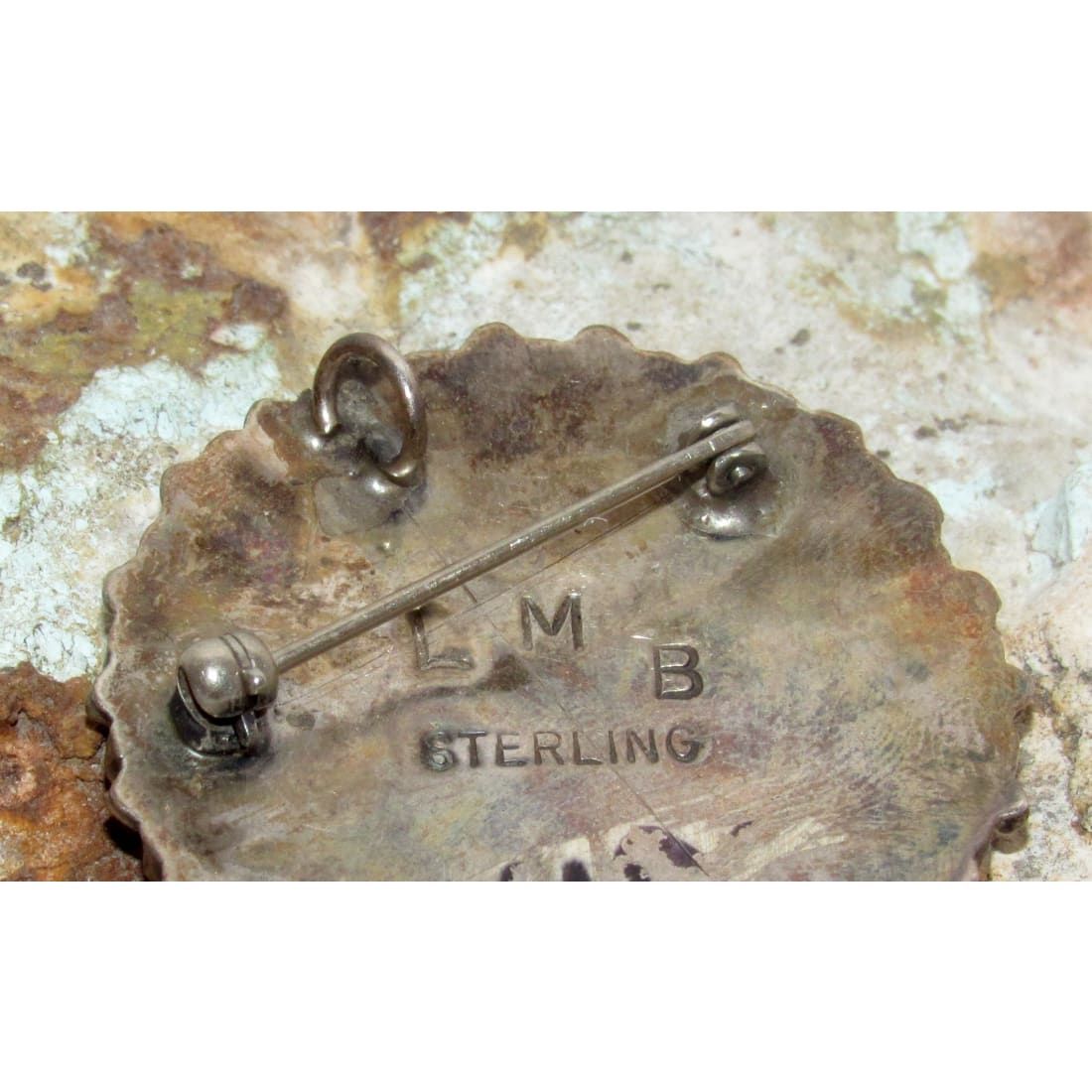 Vintage Navajo Cluster Brooch Pin Pendant Larry Moses Begay Sterling Silver