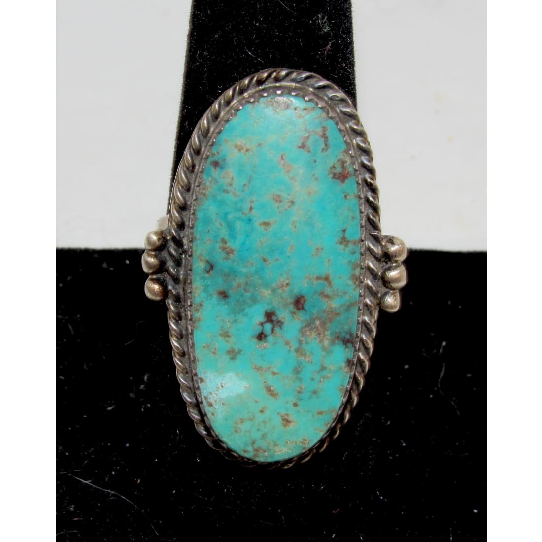 Navajo Kingman Turquoise Statement Ring Sz 9 Sterling Silver R Yazzie