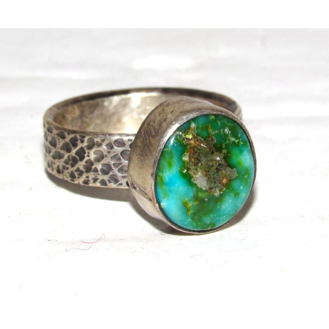 Navajo Sonoran Gold Turquoise Ring Sz 7 Sterling Silver Eli Skeets
