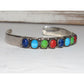 Vintage Navajo Turquoise Spiny Lapis Stacker Cuff Bracelet Sterling Silver