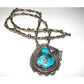 VTG Navajo Morenci Turquoise Pendant Necklace Sterling Navajo Pearls Necklace