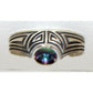 Navajo Sterling Silver Mystic Topaz Native American Cuff Bracelet C. Johnson