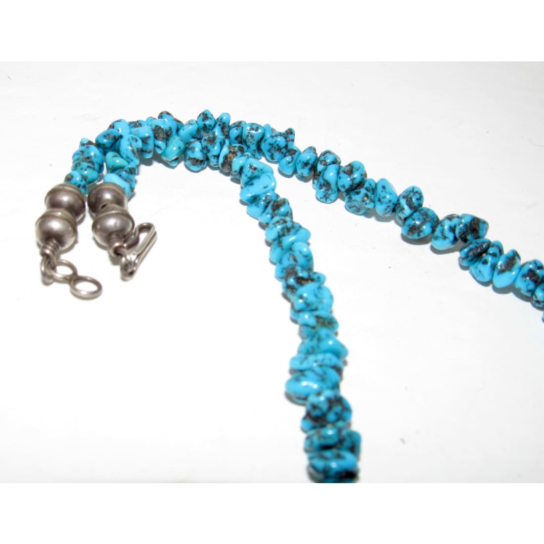 Navajo Kingman Mine Turquoise Heishi Necklace 18" Sterling Silver