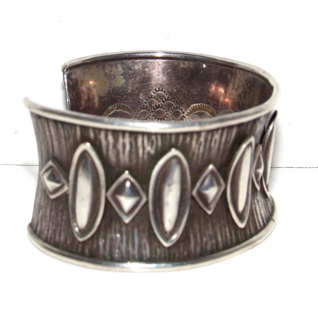 Vintage Navajo Statement Cuff Bracelet Mark Yazzie 53G Sterling Silver Signed
