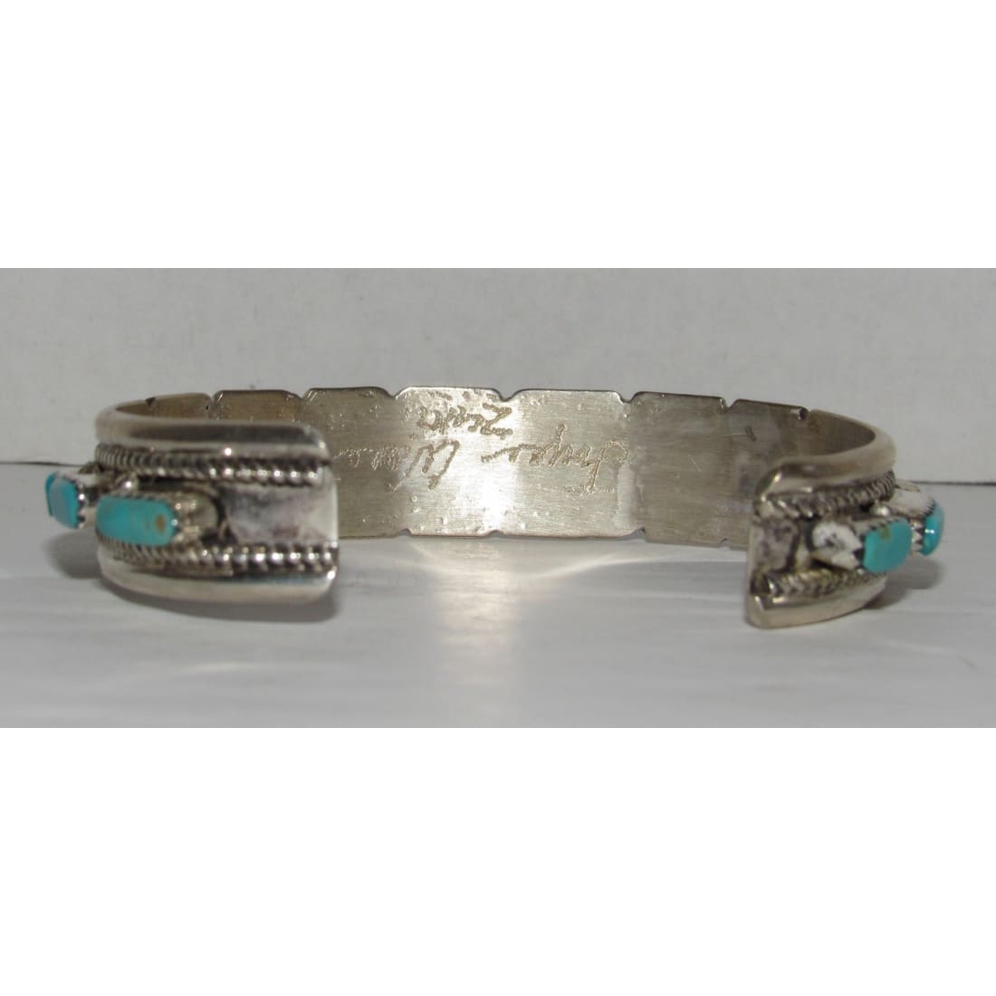 Zuni Sleeping Beauty Turquoise Cuff Bracelet Sterling Silver Stacker J Waseta