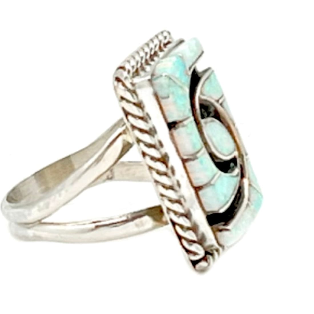 Zuni Opal Inlay Ring Size 8 Sterling Silver Amy Quandelacy Native American