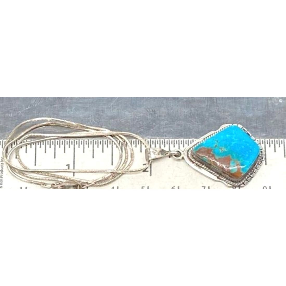 Navajo Pilot Mountain Turquoise Pendant Sterling Silver Necklace Arkie Nelson