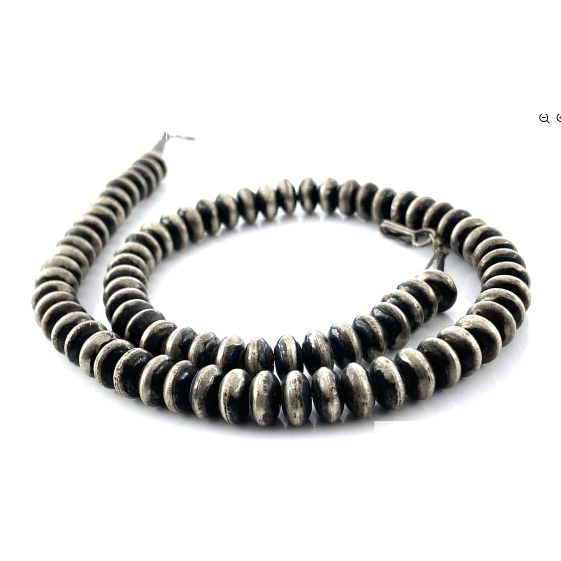 Vintage Handmade Navajo Pearls Necklace Sterling Silver Saucer Beads Choker